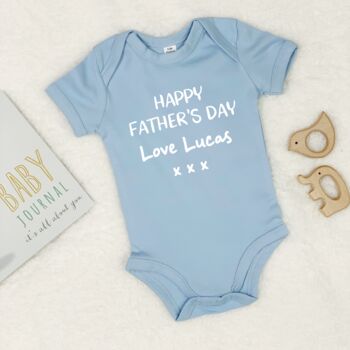 Personalised Happy Fathers Day Babygrow, 6 of 8