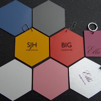 Large Hexagon Personalised Leather Luggage Tag, 6 of 7