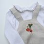 Hand Embroidered Linen Romper Stawberries, thumbnail 2 of 4