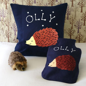 Hedgehog Personalised Hot Water Bottle Cover Gift, 5 of 6