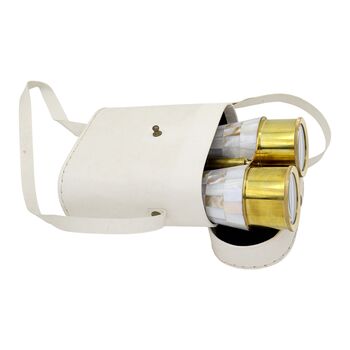 Personalised Mother Of Pearl Binoculars With White Leather Case, 4 of 12