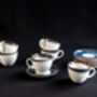 Navy Set Of Six Handmade Porcelain Tea Cup With Saucer, thumbnail 6 of 11