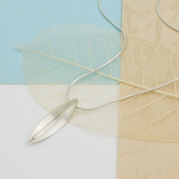 Brushed Silver Leaf Pendant, 2 of 10