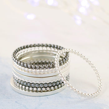 Thin Rings. Sterling Silver Stackable Ring Set, 5 of 10