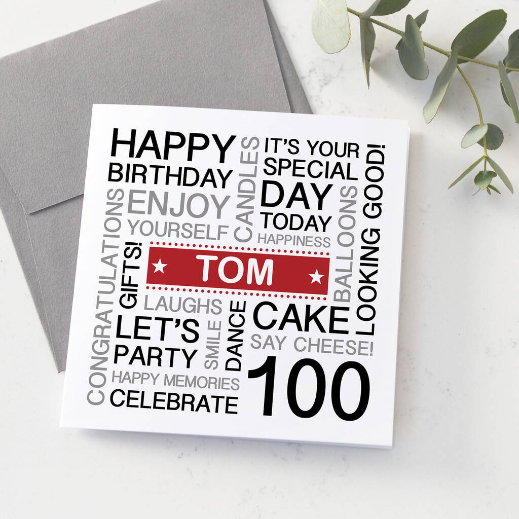 Personalised 100th Birthday Card By A Type Of Design