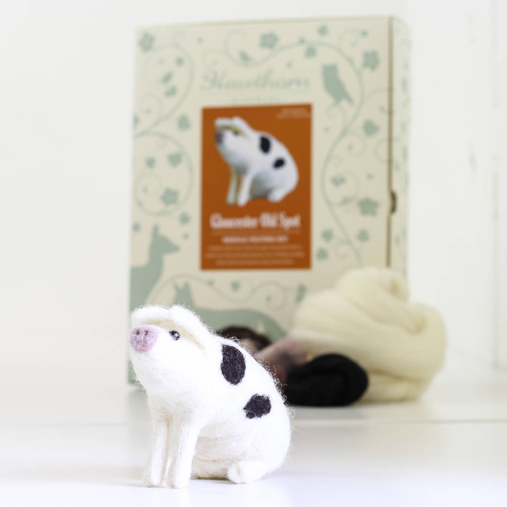 gloucester old spot pig needle felting craft kit by hawthorn handmade