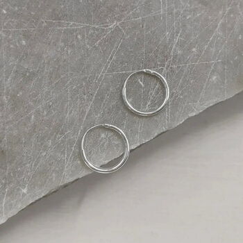 Sterling Silver Micro Hoop Earrings, 5 of 9