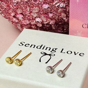 Diamond Cz Earrings Christmas Gift Set Gold And Silver, 9 of 10