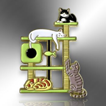 Kitten Cat Tree Enamel Pin Brooch, Gift For Cat Lover, 3 of 8