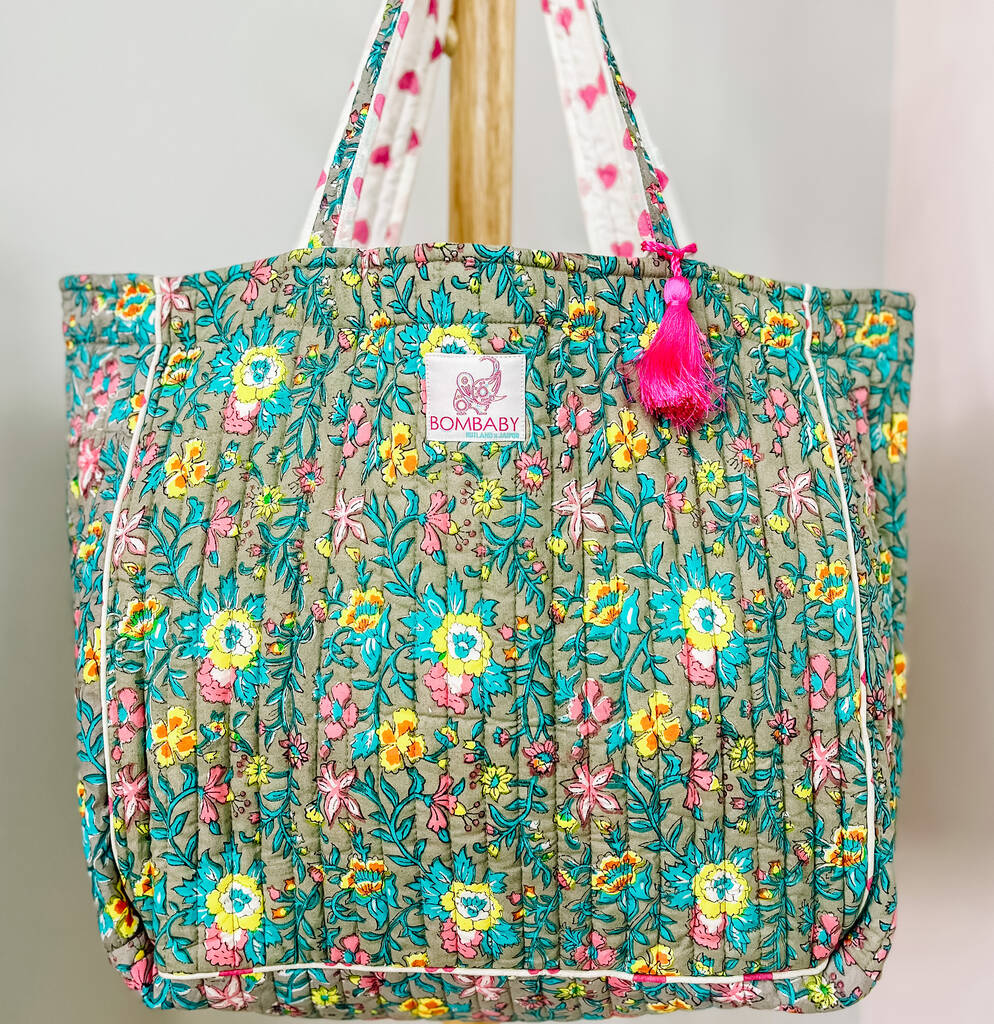 Handmade Quilted Floral Tote Bag By Bombaby | notonthehighstreet.com