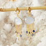 Aquamarine Topaz Gold Plated Silver Chain Drop Earrings, thumbnail 3 of 10