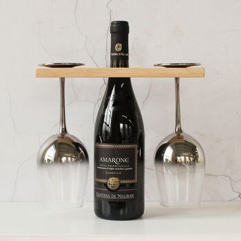 Personalised Wine Bottle And Glasses Holder For Two, 3 of 6
