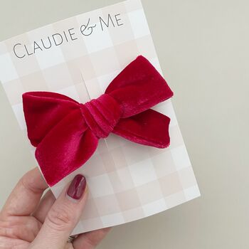 Red Velvet Hair Bow Christmas Stocking Filler, 2 of 2