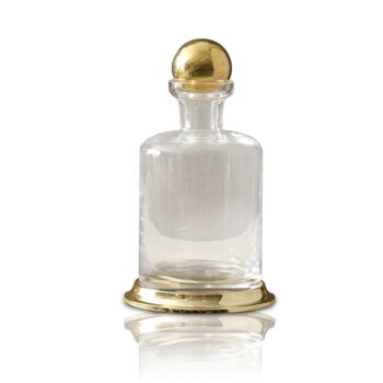 Deep Green Glass Decanter With Brass Base, 3 of 4