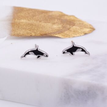 Killer Whale Stud Earrings In Sterling Silver, 5 of 12