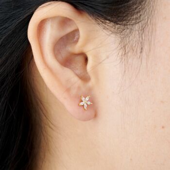 April Birthstone Flower Stud Earrings, 2 of 7