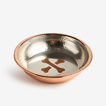 Solid Copper Pet Bowl With Bone Motif, 8 of 8