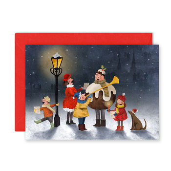 Illustrated Carol Singers Christmas Card, 2 of 2