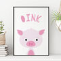 Childrens Pink Pig ‘Oink’ Nursery Print, thumbnail 1 of 2