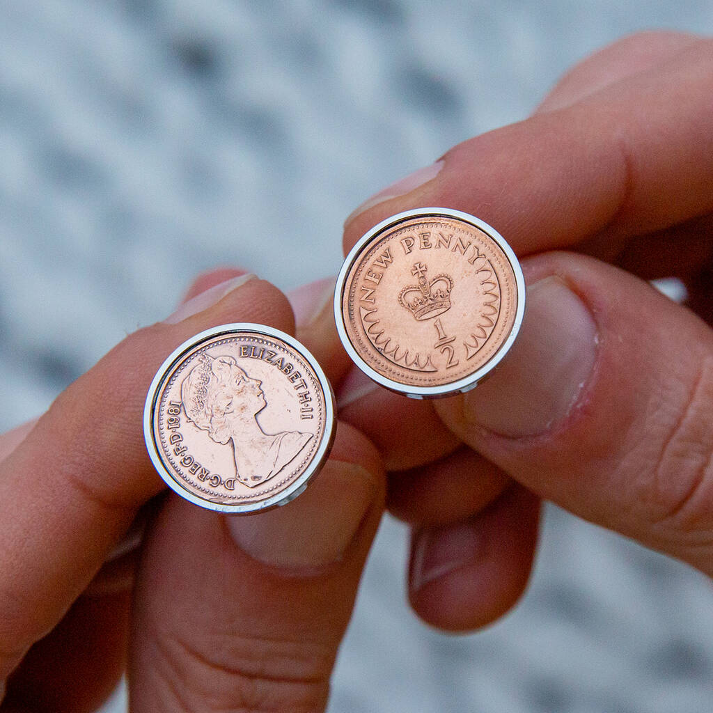 Image of 40th Birthday 1980 Halfpenny Coin Cufflinks