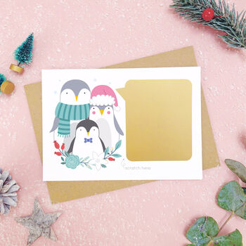 Personalised Penguin Family Christmas Scratch Card, 6 of 11