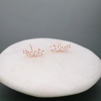 Sterling Silver Tiny Shooting Star Cz Stud Earrings, 9 of 12