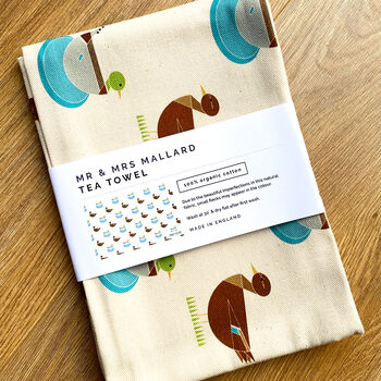 Mr And Mrs Mallard Organic Cotton Duck Tea Towel, 5 of 8