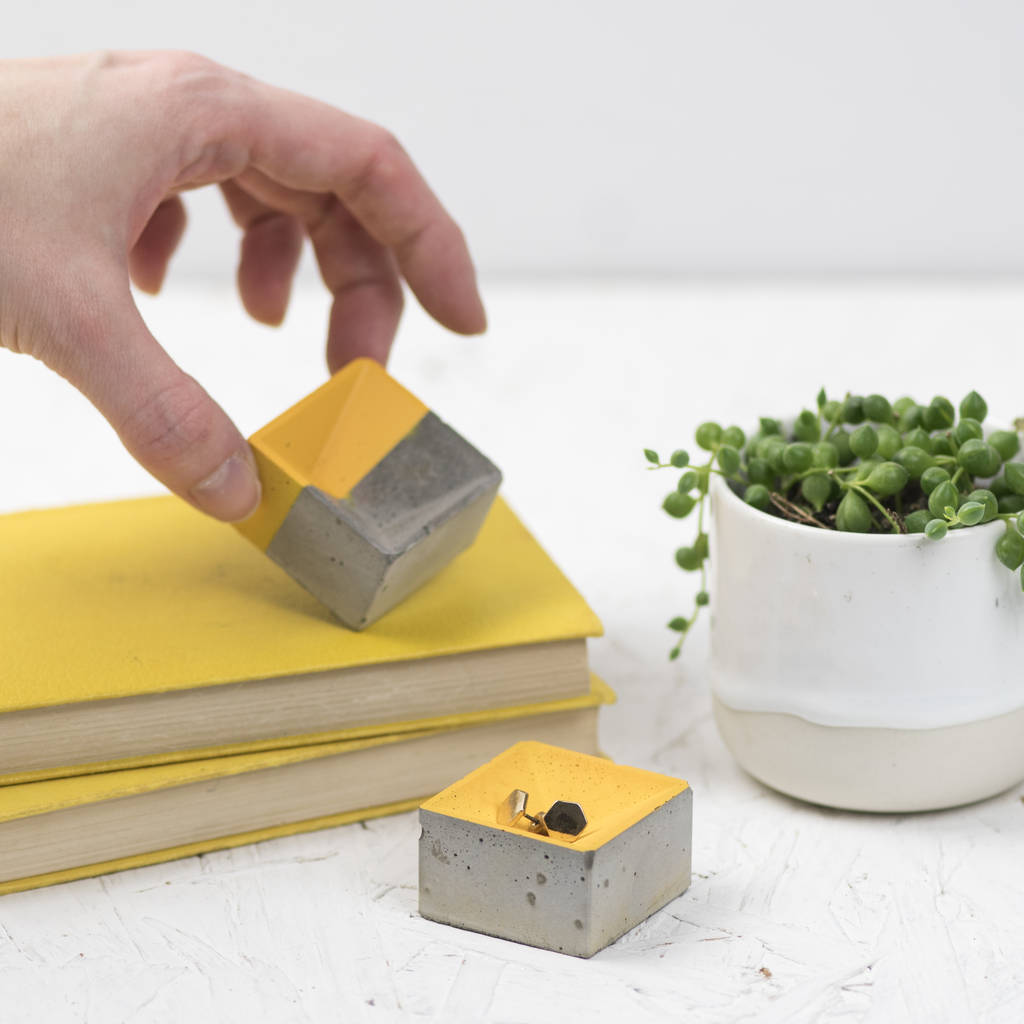 Two Mini Yellow Concrete Dishes By Bells and Whistles Make