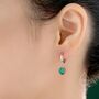 Dangle Emerald Green Cz Huggie Hoop Earrings, thumbnail 1 of 11
