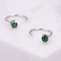 Emerald Green Cz Huggie Hoop Threader Earrings, thumbnail 1 of 11