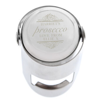 Personalised Stainless Steel Prosecco Bottle Stopper, 4 of 4