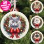 Personalised Cat Christmas Wreath Hanging Decoration, thumbnail 1 of 12