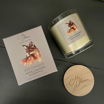 Meg Hawkins Fox Candle White Lavender And Chamomile, 2 of 2