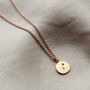 Personalised Mini Disc Initial Birthstone Necklace, thumbnail 2 of 9