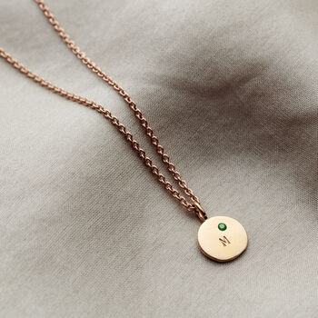 Personalised Mini Disc Initial Birthstone Necklace, 2 of 9