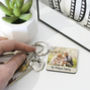 Personalised Square Photo Message Keyring Gift, thumbnail 1 of 2
