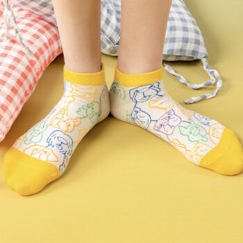 Dog And Cat Short Yellow Ankle Cotton Socks, 2 of 5