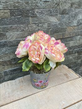 Pink Peony Artificial Silk Flower Arrangement Mothers Day Gift, 5 of 6