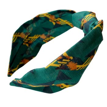 Dark Green 'Willow' Knotted Cotton Headband, 2 of 2