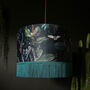 Fringed Velvet Lampshade With Gold Lining In Twilight, thumbnail 2 of 6
