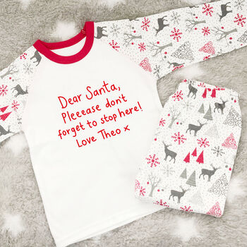 Personalised Santa Stop Children's Christmas Pyjamas, 2 of 2