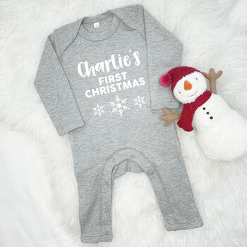Personalised First Christmas Outfit With Snowflakes, 2 of 3
