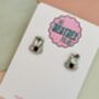 Zip Statement Stud Glitter Earrings / Novelty Fashion Accessories / Fun Statement Studs, thumbnail 2 of 5