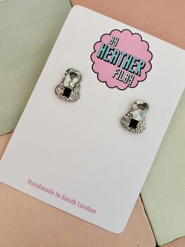 Zip Statement Stud Glitter Earrings / Novelty Fashion Accessories / Fun Statement Studs, 2 of 5