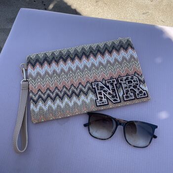 Personalised Chevron Stripe Pouch Wristlet Clutch Bag, 5 of 12