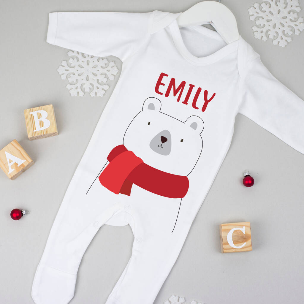Personalised Christmas Family Bear Pyjamas / Babygrow By Little Baby Boutique ...