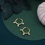Three Pearl Huggie Hoop Earrings In Sterling Silver, thumbnail 5 of 12