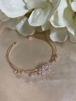 Adjustable Rose Gold Flower Women's Bangle, 2 of 3