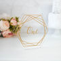 Gold Wedding Table Number On Clear Acrylic Hexagons, thumbnail 3 of 7