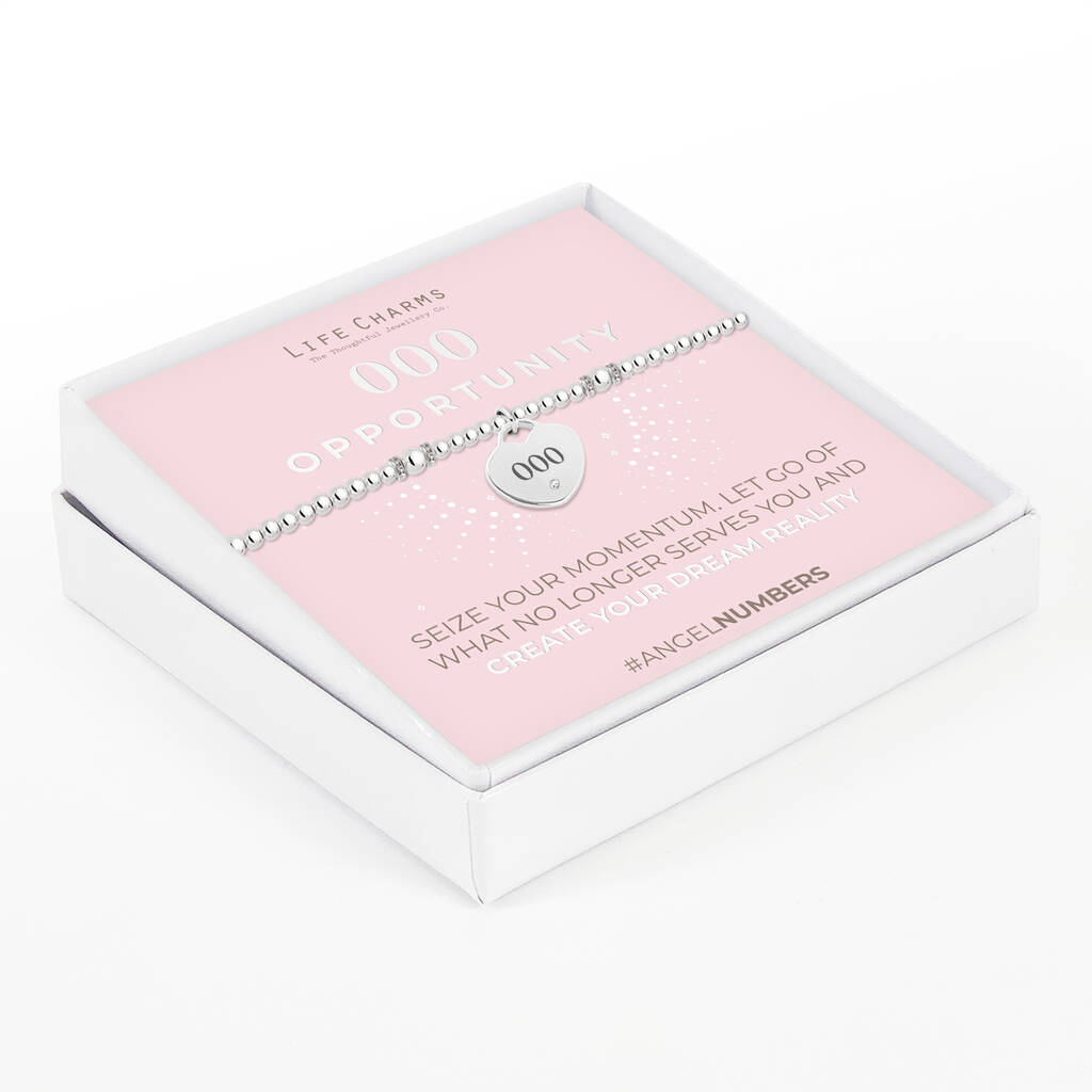 Angel Numbers 000 Silver Plated Beaded Bracelet, 1 of 3